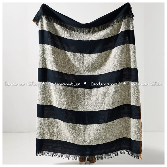 Anthropologie Other - Anthropologie Handwoven Lenna Throw Blanket Black Cream